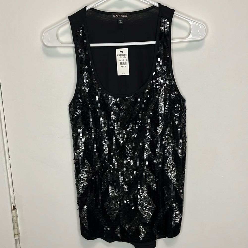 Express black sequin tank top